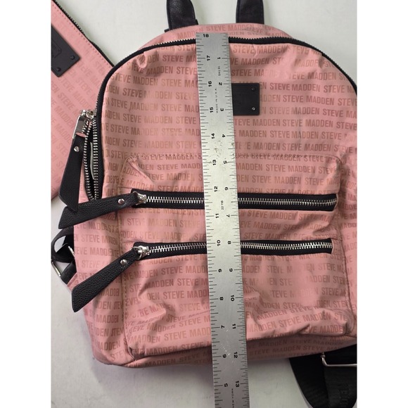 Steve Madden Women's Backpack Pink Black For School Nylon Bag - Picture 5 of 14